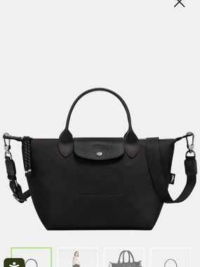 Authentic Longchamp Black Nylon Le Pliage Top-Handle & Shoulder Tote